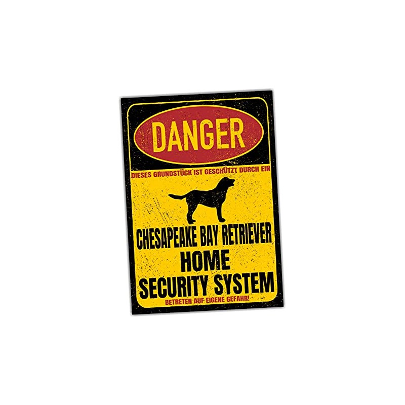 Chesapeake Bay Retriever Dog Sign Danger Security System Door Sign