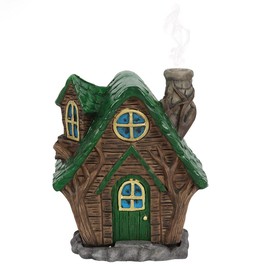 Adorable Multicolor Woody Lodge Incense Cone Burner - 12cm x 10cm (1 Pc) - Unique & Intricately Designed - Captivating Home Decor & Aromatherapy Experience