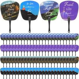 Geetery 100 Pcs Summer Church Christian Bible Fan Bulk Handheld Fan Plastic Round Fourth of July Fans Decorative Fans for Church Services Patriotic Party Decorations Gifts Supplies (Summer Church)