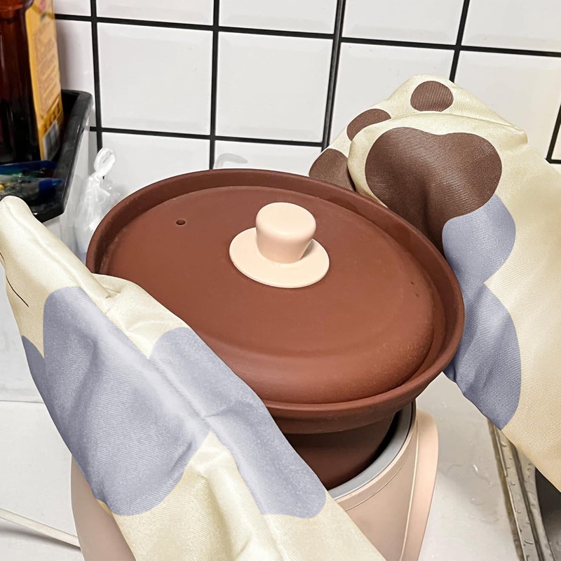Cook Non-Slip Oven Mitts Heat Resistant Oven Gloves Cute Cat