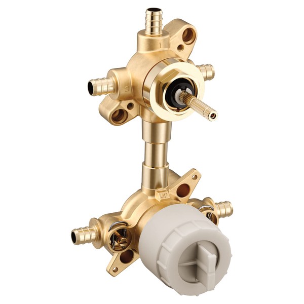 Moen M-CORE 3-Series Mixing Valve with 2 or 3 Function Integrated Transfer Valve with Crimp Ring PEX Connections and Stops, U232XS