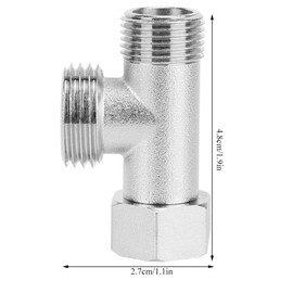 3 Way Valve Toilet, 2PCS Straight Teeth 3/8 Side Teeth G1/2 3 Way Connector Valve, Toilet Diverter Valve Adapter T Shape Valve Flushing Valve for Toilet Bidet (EU3/8)