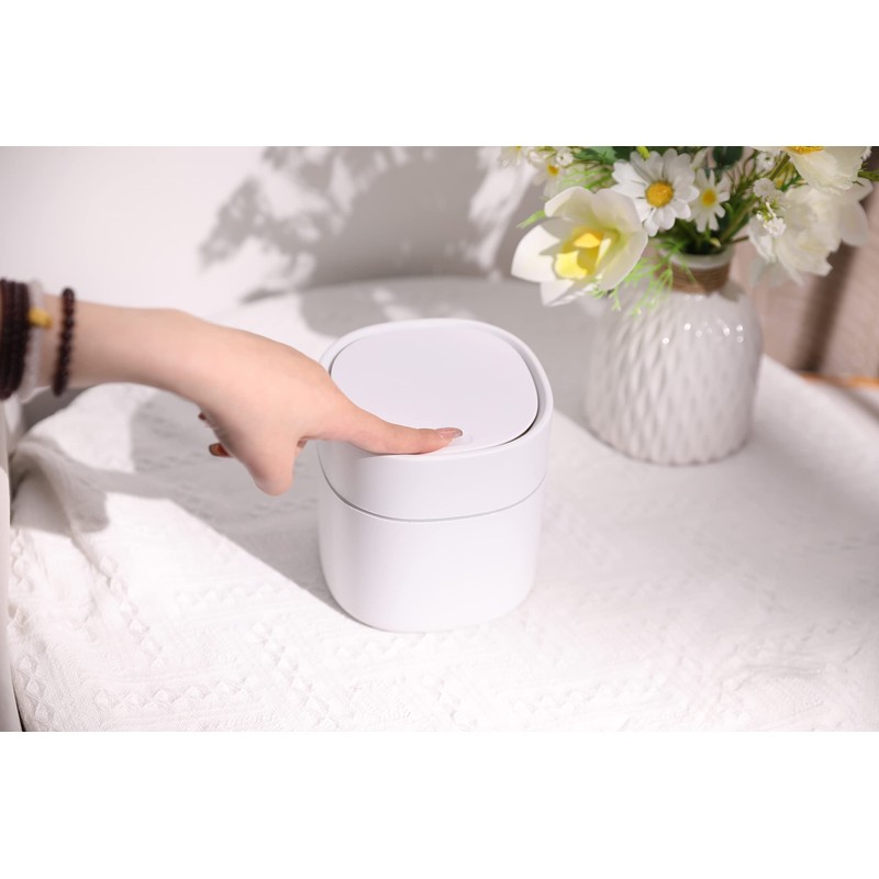 ETRAVEL Small bin office desk bin with lid for countertop,