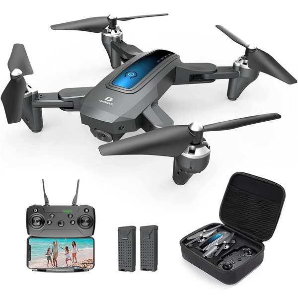 DEERC D10 Drone with Camera 2K HD FPV Live Video 2 Batteries and Carrying Case, RC Quadcopter Helicopter for Kids and Adults, Gravity Control, Altitude Hold, Headless Mode, Waypoints Functions,1 Piece, Black