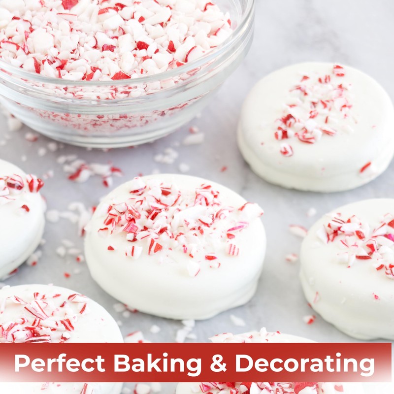 Crushed Peppermint Candy Pieces, Red & White, Mint Flavored Bits