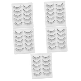 LALAFINA 5sets Chemical Fiber False Eyelash Wispy Lashes Set Eyelash Extensions Black for Eye Beauty 5pairs*5
