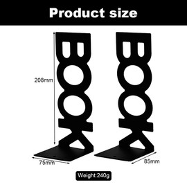 LdawyDE Bookends, Metal Bookends, Letter Pattern, Book Holder, Bookholder, Bookend, Art Decoration, Bookends for Desk, Office, Bookshelf for Books, DVDs, Magazines