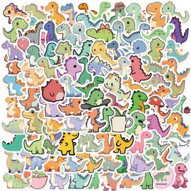 100 PCS Cute Dinosaur Stickers, Cartoon Small Dinosaur Stickers for Teens Adults, Waterproof Vinyl Dino Sticker for Water Bottle Laptop Party Favors Supplies (Dinosaurs)