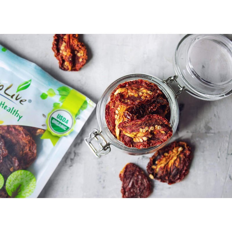 Organic Sun-Dried Tomatoes, 8 Ounces - Salted, Non-GMO, Kosher, Raw,
