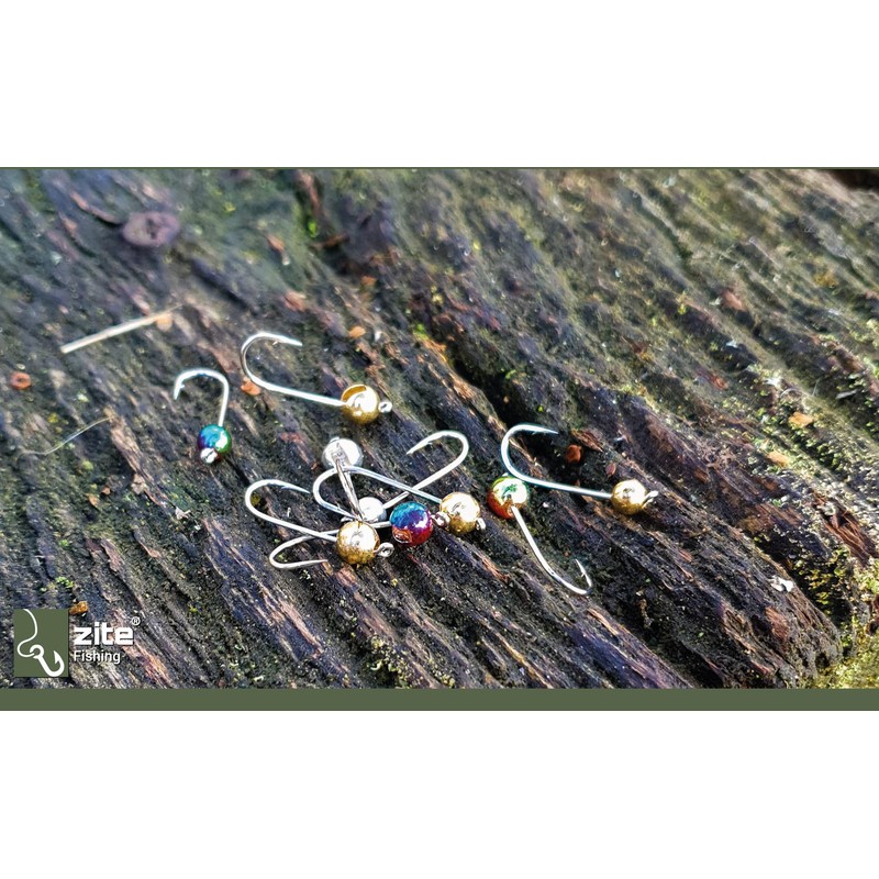 Zite Fishing Micro Tungsten Jig Heads with Trout Hooks -