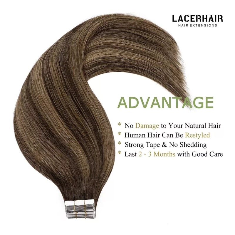 Lacer Extensiones Cabello Natural 50gr 14in Marrón Oscuro A Marrón