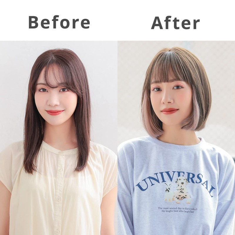 AQUADOLL wg341SBRinAPK Wig, Bob, Inner Color, Earring Color, Full Wig,
