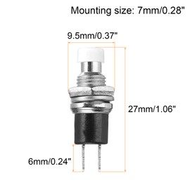 sourcing map 20 Pcs 1A 250V AC 7mm Mini Momentary Push Button Switch SPST NO White Switch Button with Soldering Foot for Electronic Devices