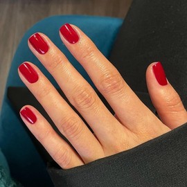 Wine Red Press on Nails Short Square, Short Fake Nails Glue on Short Square Nails Press ons, Soft Gel Glue on Nails Short Stick on Nails for Women Thick Reusable Solid Color Acrylic Nails 24pcs