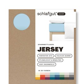 Schlafgut Easy Jersey Fitted Sheet 90 x 190 to 100 x 200 cm Blue Light Fitted Sheet Made from 100% Cotton