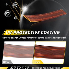 VYNTRAL Side Marker Reflector Compatible with Nissan 2022-up Gen3 Frontier, [DOT] [IP67 Waterproof] Front Turn Signal Marker Light Cover [No Bulbs], 2 PCS, Amber Lens