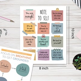 6 Mental Health Posters for Classroom Essentials Teacher Supplies Positive Quotes Wall Decor for Teacher Essentials Primary,Boho Posters for Therapy Office and Classroom Decorations