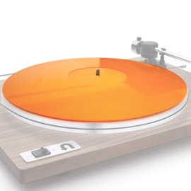 Terrific Tune - Acrylic Turntable Slipmat for Vinyl LP Record Players - Transparent Platter Mat - Anti-Static and 2.7mm Thickness Tighter bass - Reduce Noise & Improve Sound Quality (Orange)