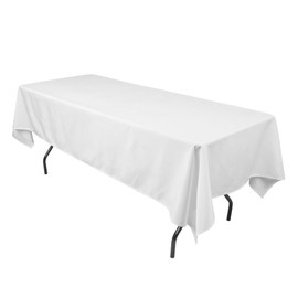 Leading Linens 12 Pack 70 x 108 Inch Rectangle White Polyester Tablecloth, Table Cover, Stain and Wrinkle Resistant, Washable for Dining Table, Wedding Reception, Banquet, Party