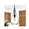 Uolfin Farmhouse Teardrop Maya 1-Light Black Wood Pendant Light w/