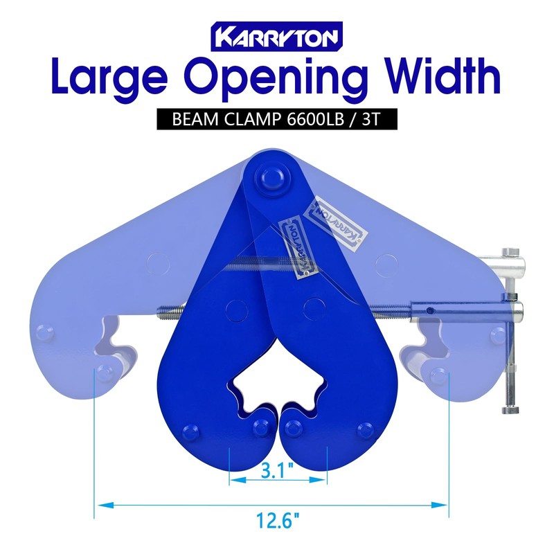 KARRYTON Beam Clamp 6600LB/3Ton,for Lifting & Rigging, 3.1-12.6Inch Beam Flange