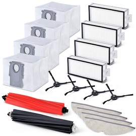 Cigacoal Replacement Parts Kit for Roborock Q5 Pro Q5 Pro+(Plus) Q8 Max Q8 Max+(Plus) Robot Vacuum Cleaner Accessories-2 Main Roller Brush+4 Side Brush+4 HEPA Washable Filter+4 Mop+6 Dust Bag