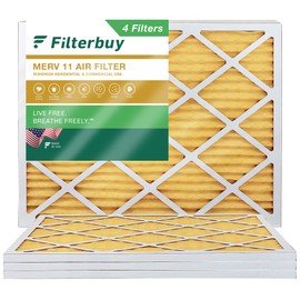 Filterbuy 16x20x1 Air Filter MERV 11 Allergen Defense (4-Pack), Pleated HVAC AC Furnace Air Filters Replacement (Actual Size: 15.50 x 19.50 x 0.75 Inches)