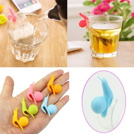 SOSUO 10pcs Cute Snail Shape Silicone Tea Bag Holder Cup Mug Candy Colors Gift Set