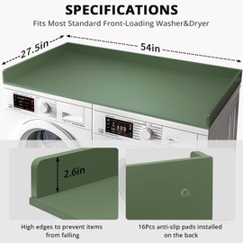 Gashell Washer Dryer Countertop, 27.5" x 54" Bamboo Washer and Dryer Countertop for Laundry Room Organization (Forest Green)