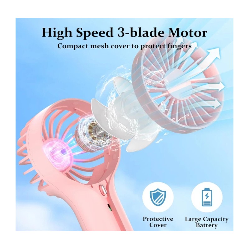  Mini Personal Fan Handheld, Small Portable Handheld Fan, Battery
