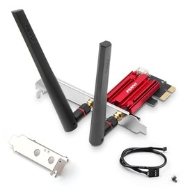 FENVI FV-AC1200S Tarjeta PCIe WiFi para computadora, tarjeta de red inalámbrica de doble banda de 1200 Mbps (802.11ac) con Bluetooth, adaptador PCI-E X1 para juegos y transmisión (AC1200S rojo)