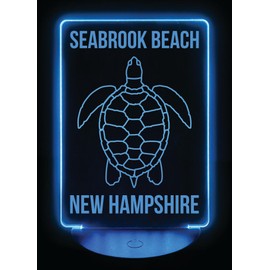 Seabrook Beach New Hampshire Turtle Souvenir Acrylic Color Changing LED Night Light with Remote and USB Plug 4-Pack
