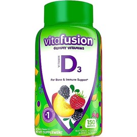 Vitamin D3 Gummy Vitamins Compatible with Vitafusion for Bone and Immune System Support, Peach, Blackberry and Strawberry Flavored, 50 mcg Vitamin D, 150 Count