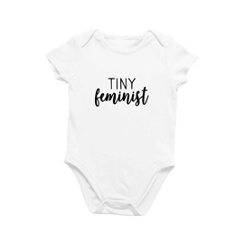 Printique Organic GOTS Certified Baby Onesie Unisex Bodysuit 0-18 months - Tiny Feminist | Feminism Mom (Tiny Feminist, 0-3 Months)