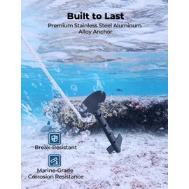 KEMIMOTO Boat Anchor, Kayak Anchor Jet Ski Anchor PWC Anchor Shallow Water Anchor, Sand Anchor for Small Boat Pontoon Canoe Kayak Anchor System Safety Kit