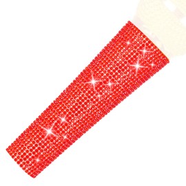 RhymKawa B58 Red Mic Handle Sleeve for Universal Vocal Microphone SM58LC, Beta 58a Decorative, Bling Rhinestones Shining on Wedding Valentine Xmas Party Show (Mic Not Included)