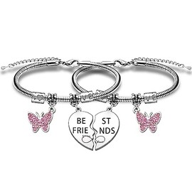 HULALA Matching Heart Best Friend Bracelets Gifts For 2 Women Girls Bff Friendship Birthday Long Distance Christmas