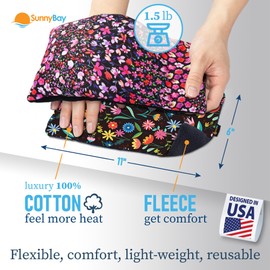 SunnyBay Small Microwave Heating Pad, Microwavable Versatile Cold/Heated Neck and Shoulder Wrap for Back Pain and More, Moist Heat Cotton-Fleece Pad, 6x11 Inches, Meadow & Melody Flowers, Pack of 2