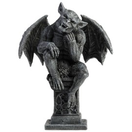 Veronese Design 7 1/8 Inch Beast Gargoyle Thinker Pose on Pedestal Polyresin Collectible Statue Figurine Gothic Fantasy Decor for Home or Gift