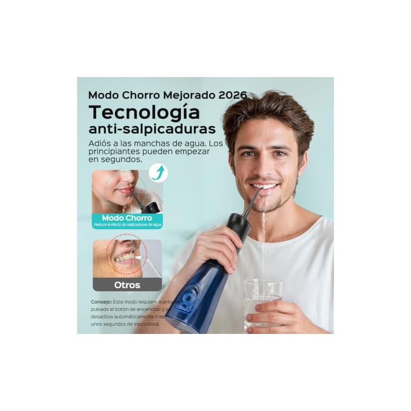 COSLUS C50 Irrigador Bucal Portátil para Dientes, 4 Modos y