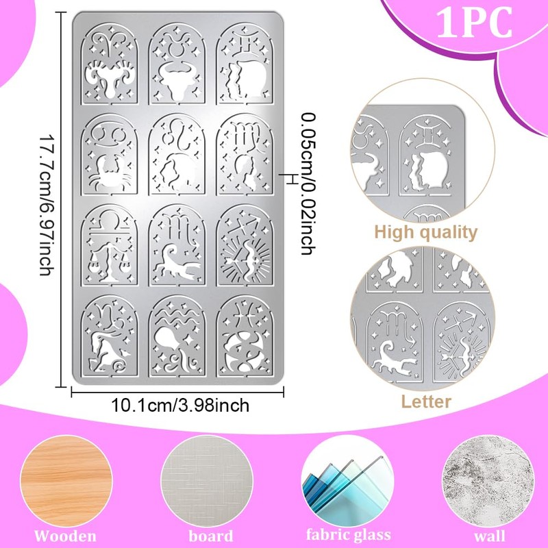 UNICRAFTALE 12 Constellations Craft Stencil Wood Carving Metal Stencil for