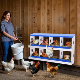 Garvee Chicken Nesting Box with Removable Tray, 8 Compartment Nesting Boxes for Chickens, Easy to Clean and Install, Chicken Laying Boxes for Chicken Coop to Protect Eggs, Blue