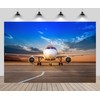 CHNYWORK 7ftx5ft Airplane Photography Backdrop Aircraft Parking Airport Runway Blue
