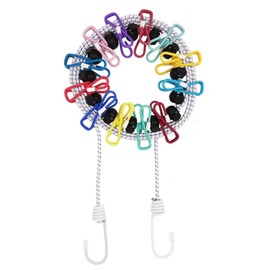 Portable Clothesline,Retractable Clothesline for Travel,Clothing line with 12 Clothes Clips,for Indoor Laundry Drying line,Outdoor Camping Accessories (colorful/white)