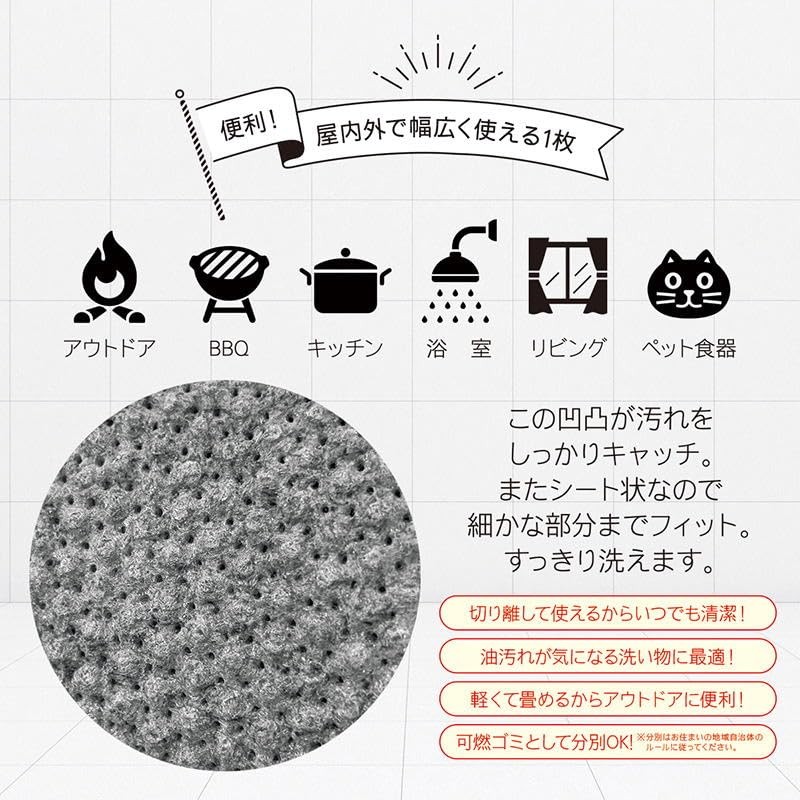 Synthetic Paper Scourer Dishwashing Sheet (30 Sheets), Gray