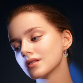 ‌URONE Chakra Ohrringe 925 Sterling Silber 7 Chakra Hänger Tropfen-Ohrringe Yoga Schmuck für Damen