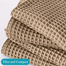 Viva Maison Waffle Bath Towel Sets for Bathroom - Soft, Quick Dry, Thin, Lightweight, 100% Turkish Cotton Towels 35x71 (Brown, Set of 2 Bath Towels)