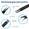 MMOBIEL 3X Industrial Precision ESD Tweezers Anti-Static Stainless Steel for