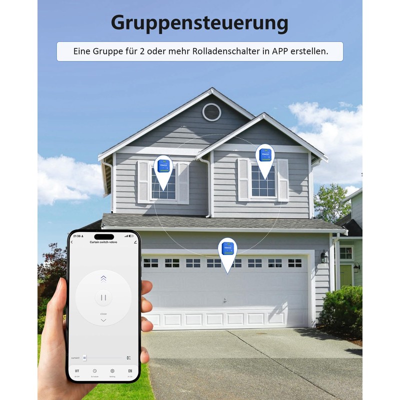 YOMOGI Set of 4 WiFi Roller Shutter Switches with RF