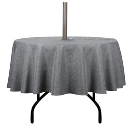 youngseahome Mantel para exteriores, sin arrugas, resistente a las manchas, impermeable, tela de poliéster con cierre agujero para sombrilla para picnic, fiesta, cena, patio jardín (70 pulgadas, redondo, cierre, gris)